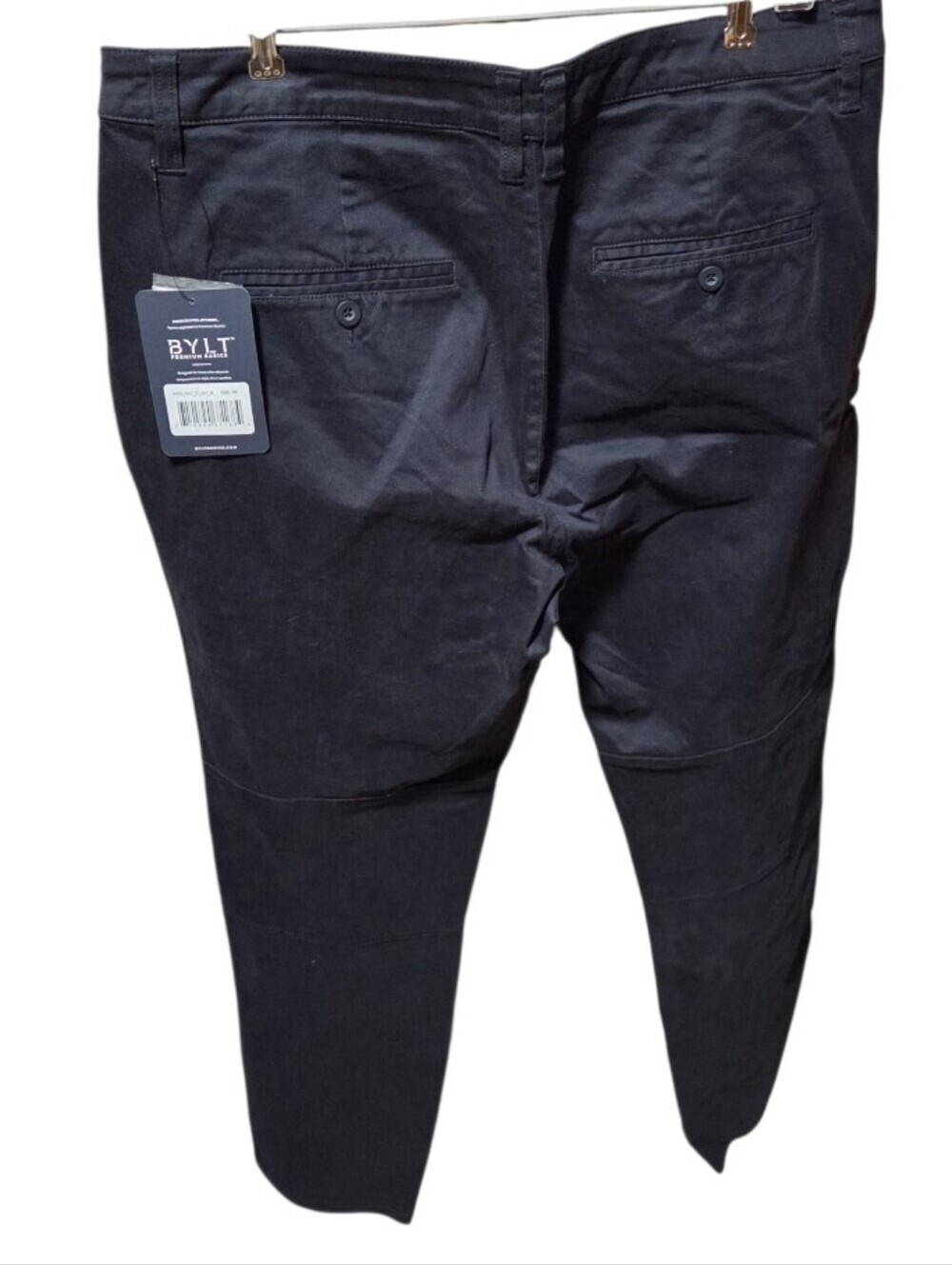 BYLT Stretch Chino Pants Mens Navy Blue Trouser Stretch Golf Casual 36x30 New! - Picture 2 of 6